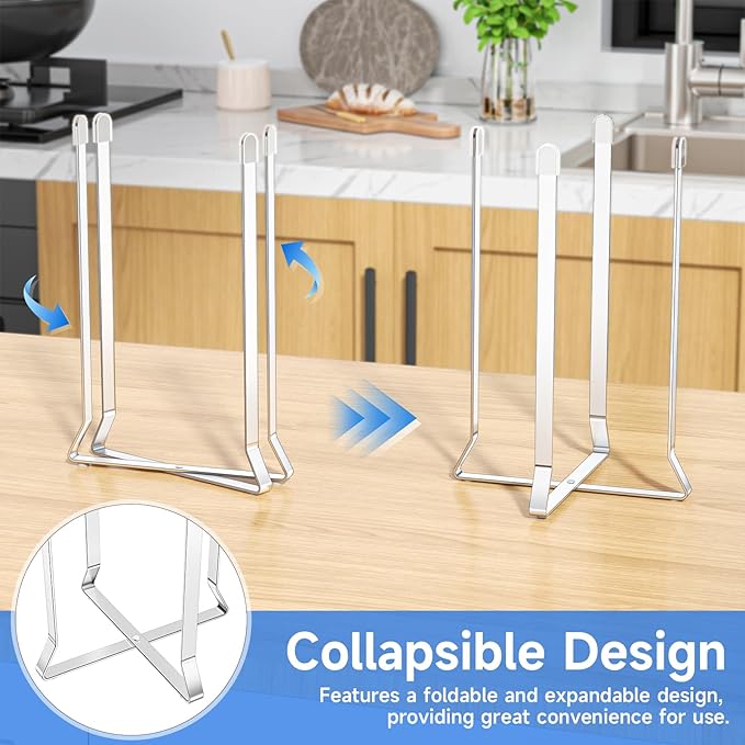 Water Bottle Drying Rack, Baby Bottle Dryer Rack, Stainless Steel Bottles Drying Rack, Collapsible Cup Rack Dryer, Kitchen Cup Storage for Travel Bottles, Reusable Bags (Silver)