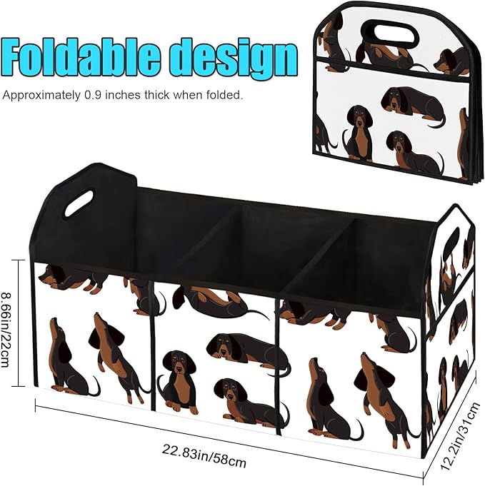 FREZORA Dog Car Trunk Storage Box with Pockets Car Accessory for SUVs Cars Automotive Organizer