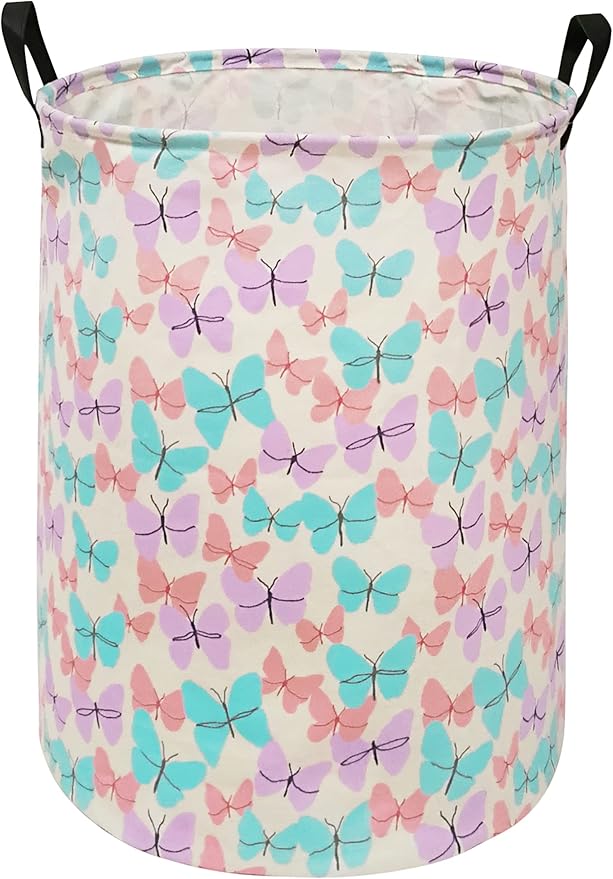 Storage Bins Toys Box Kids Baby Hamper Waterproof Laundry Basket Canvas Collapsible Gift Organizer Bin for Home/Dorm/Kitchen/Pet/Office/Closet/Shelf/Gift Baskets(Butterfly)