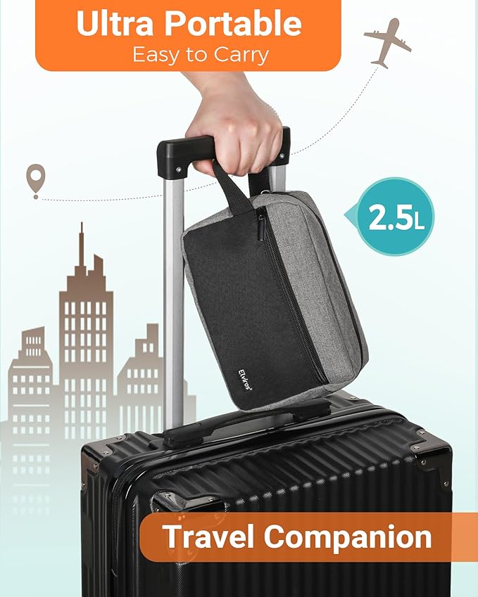 Elviros Travel Toiletry Bag for Men Hanging Toiletries Dopp Kit Small Bathroom Hygiene Tool and Medicine bag for Traveling Essential Shaving Pouch,Gifts for Men(Grey&Black)