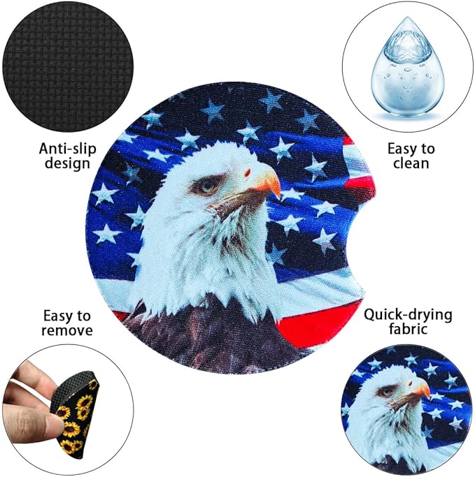 Moly Magnolia 2 Pack Car Coasters for Drinks Absorbent - 2.75 Inch Cute Car Cup Holder Coasters for Women, Removable Cup Holder Coaster for Women Girls, Car Interior Accessories (Style H)