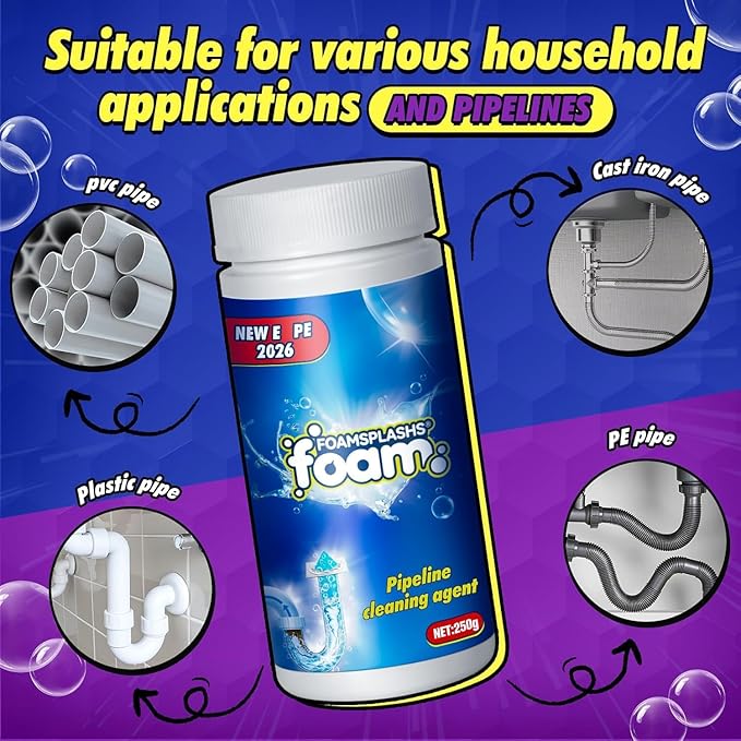 Drain Cleaner, Drain Clog Remover, Pipeline Dredging Agent, Powerful Pipe Dredging Agent, Powerful Sink & Toilet & Kitchen & Bathroom Cleaning 4 in 1, 1PCS(Unscented)