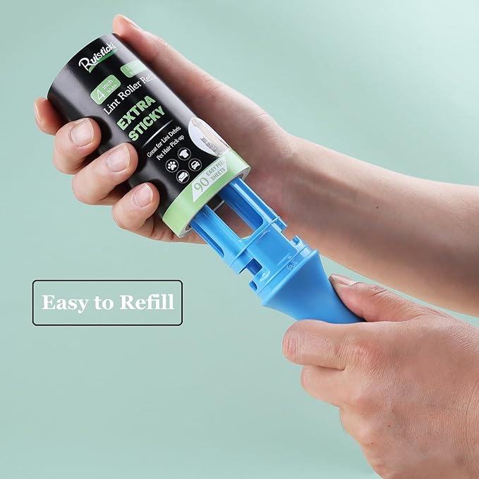 4 inch Lint Roller Refills for Amazon PetLovers Evercare Albatross and More Standard Lint Rollers, Extra Sticky 90 Sheets per Refill, Pack of 4 Rolls, 360 Sheets Total (1 1/2 inch Inside Dia.)