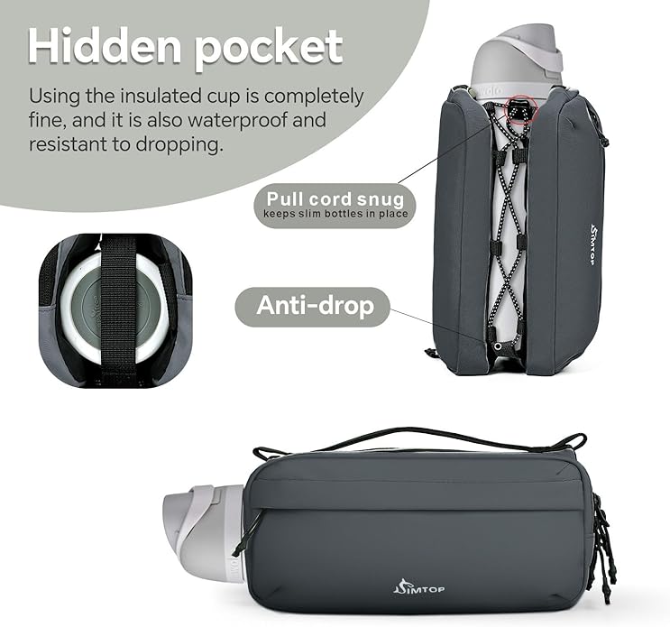 Small Crossbody Travel Bag for Women, Water-Resistant Nylon, RFID Blocking, Organizer with Bottle Slot, Adjustable Rope Strap
