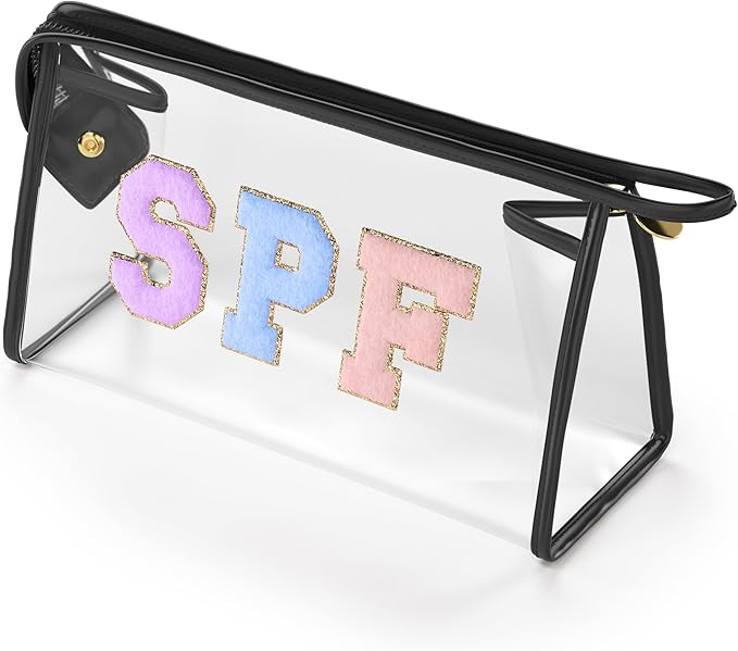 Embla Makeup and Lotion Bag - Waterproof Makeup and Sunscreen Pouch for Travel, Beach, Pool - Clear Zipper Pouch for Sunscreen and Cosmetics Storage, Durable Make Up Organizer for Beach Bag Essentials