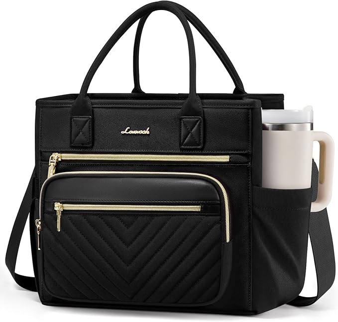 LOVEVOOK Insulated Lunch Bag Women,Wide Opening Adult Lunch Box Women with Cup Holder,Large Leakproof Cooler Bag for Work Picnic Beach Family College Mom,Lunch Teacher Breast Pump Diaper Tote Bag