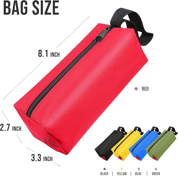 YOOFAN Small Tool Bags – Heavy Duty 1680D Waterproof Fabric Tool Pouch, Black/Red/Blue/Green/Yellow, 5-Packs