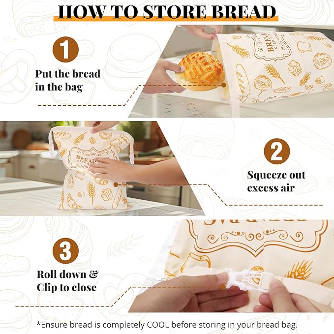 Homelove 2 Pack Beeswax Bread Bags for Sourdough Homemade Bread - Reusable Organic Linen Bag Cotton Lining Sourdough Natural Beeswax Bread Storage Bag, Keep Fresh and Upgraded XLarge Capacity Portable