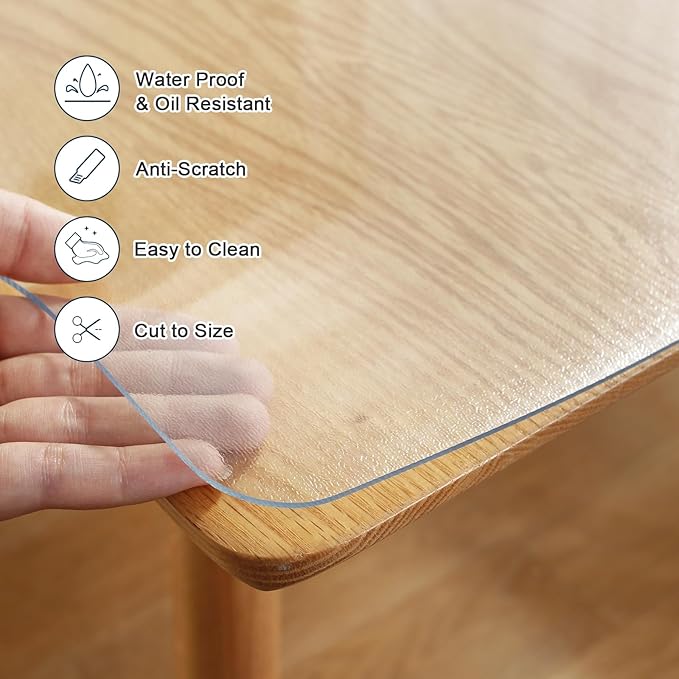 LovePads Frosted Desk Mat 30 x 48 Inch, 1.5mm Thick Frosted Table Protector, Waterproof Plastic Table Cover Protector, PVC Desk Protector Mat, Vinyl Desk Cover for Desktop, Coffee & Dining Tables