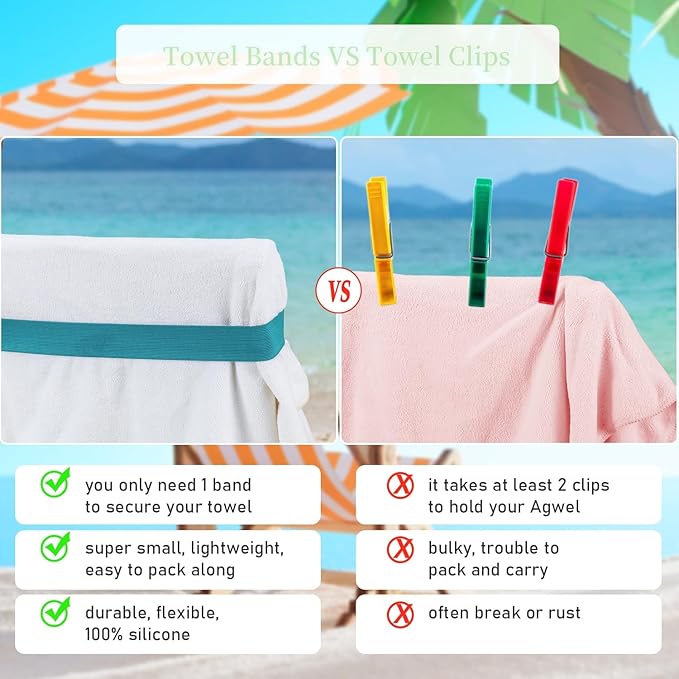 The Better Towel Chair Clips (4 Pack) - Turquoise Beach Towel Clips & Holder for Pool & Cruise Ship Essentials
