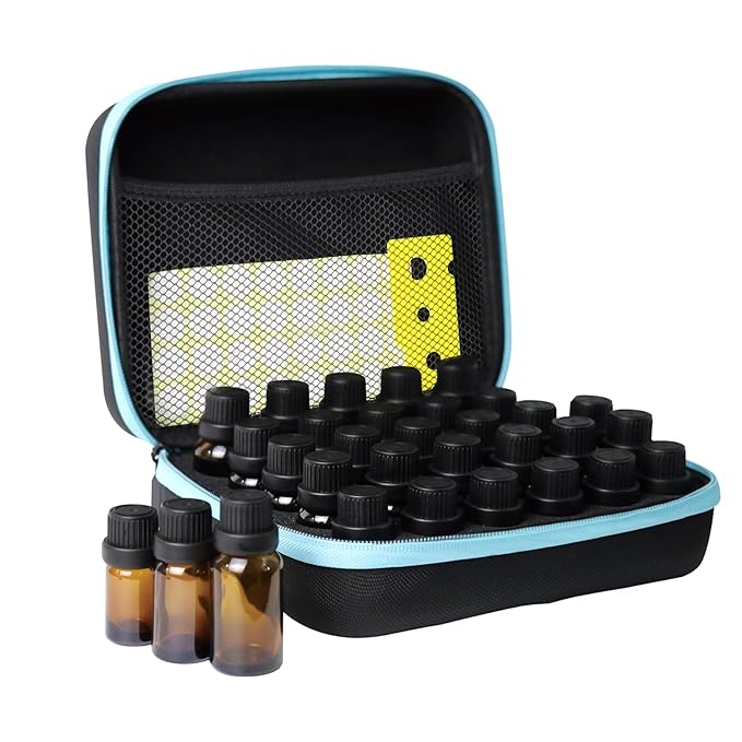 Essential Oil Storage Holder Organizer Carrying Case, 30 Bottles, Essential Oils Box for 5ml-15ml Bottle Travel Storage Organizer Bag with Labels & Bottle Opener for doTERRA & Young Living
