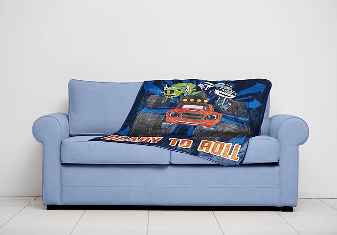 Jay Franco Kids Plush Throw Blanket – Soft & Comfy Throw for Couch or Bed – Cozy Home Décor for Living Room & Bedroom, Blue - Blaze, 40x50 - Travel Blanket