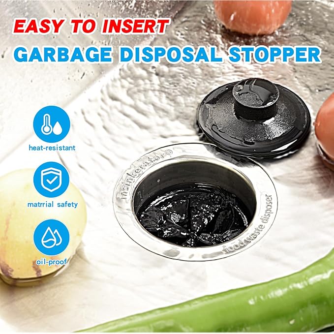 RQYEKDO Kitchen Sink Stopper, 3-1/2" Universal Sink Cover for Garbage Disposal Stopper and Kitchen Drain Plug,Replacement for InSinkErator, Moen,Waste King, Whirlpool,Kohler（2PC