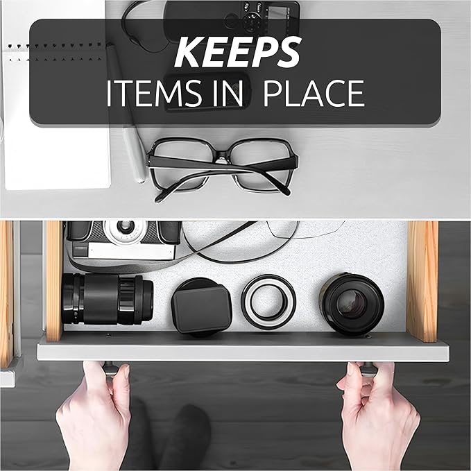 12X120 Inch Shelf Liner with Scissor & Tape Measure for Kitchen Cabinets, PVC Drawer Liner for Dresser Non-Slip Bathroom, Non-Adhesive Cabinet Liner Washable (White)