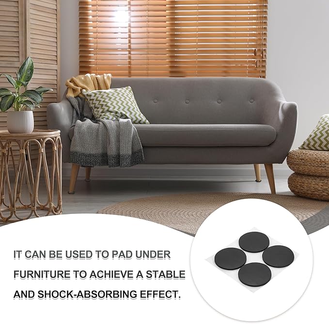 PATIKIL Non Slip Furniture Pads 1-9/16" (40mm x 2mm), 16 Pcs Adhesive Backed Round Rubber Feet Anti-Scratch Rubber Furniture Grippers for Hardwood Floor Electronics Bed Drawers DIY