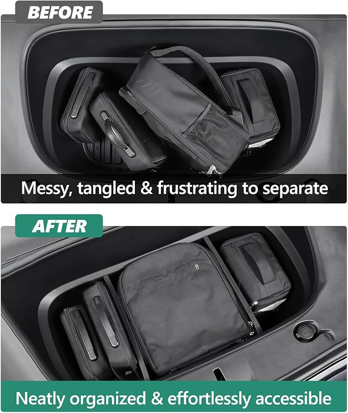 cybtkcar 2PCS Front Trunk Partition for Tesla Model Y Juniper 2025 2026 Frunk Partition Tpe Front Trunk Organizer Dividers Model Y Accessories for Supermarket Daily Travel Goods Storage Separation