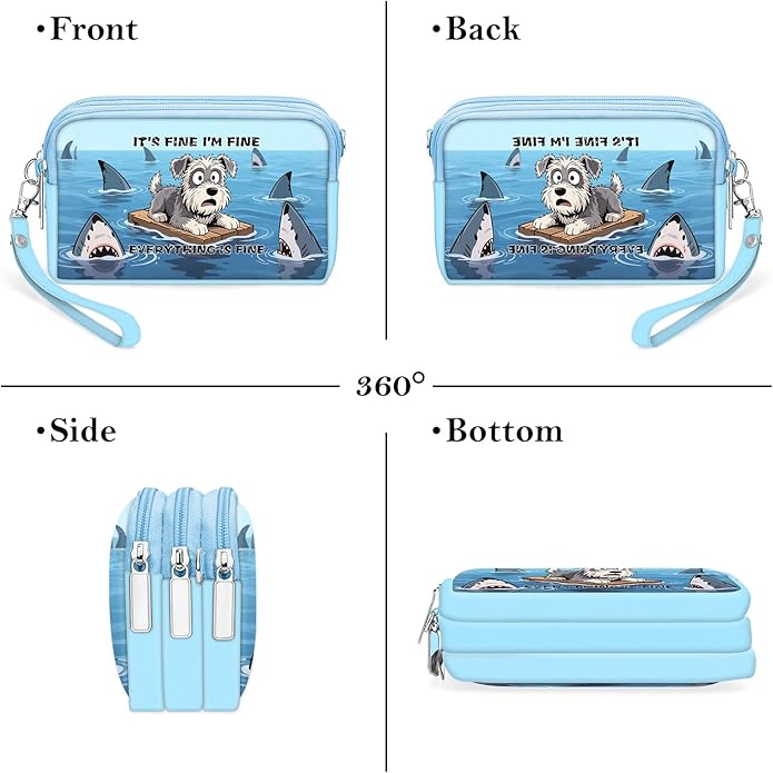 BIAOTIE Wristlet Purses for Women, Nylon Small Crossbody Bags with Adjustable Strap 3 Zipper Wristlet Wallet Phone Organizer