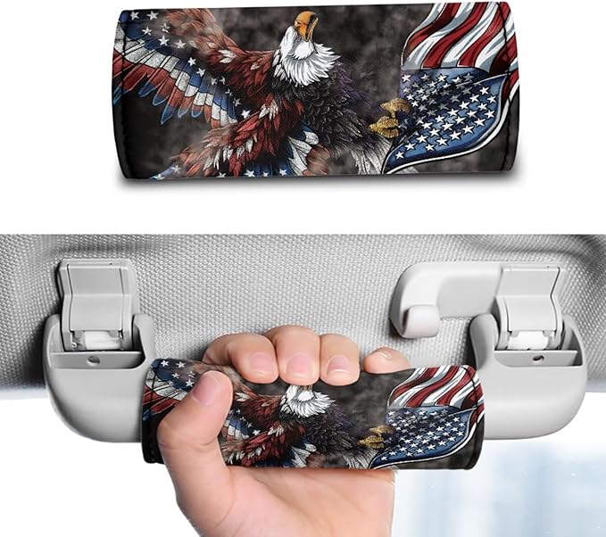 KUIFORTI 4th of July Flag Luggage Handle Wrap Grip for Suitcase, 2 Pack Eagle Luggage Grip Wraps Suitcase Identifiers Comfortable Trolley Case Grip Cover