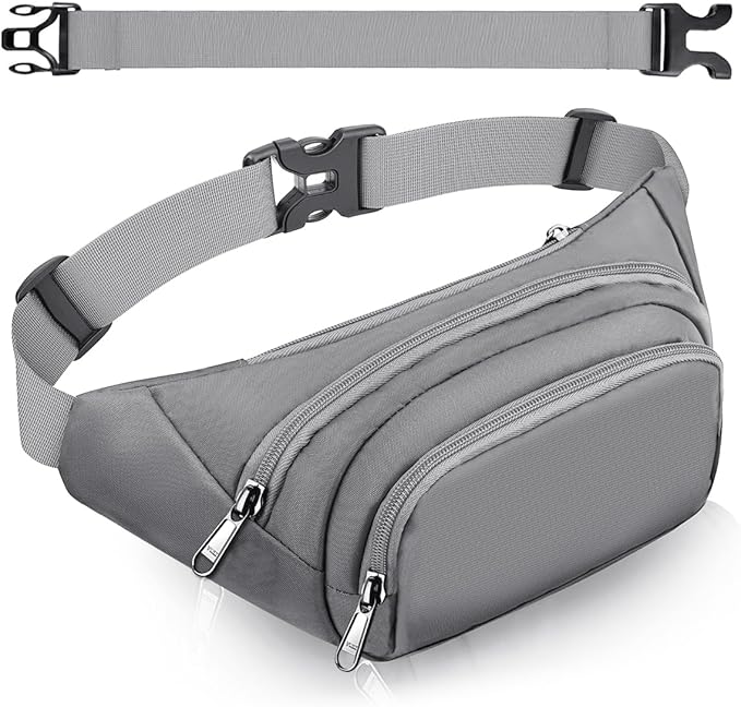 Large Fanny Pack for Women Men - Syican Waist bag with 3-Zipper Pockets, Gifts for Enjoy Sports Traveling Workout Casual Hands-Free crossbody bags Fits MAX 7.9'' iPad & 6.6'' Phone
