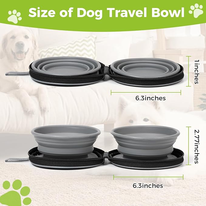 2-in-1 Dual Sided Collapsible Pet Bowl,Foldable Travel Dog Bowls, 2 in 1 Pet Bowl Portable Silicone Collapsible Cat Food and Water Bowl for Travel, Hiking and Walking, Bowls for Pet Food Serving