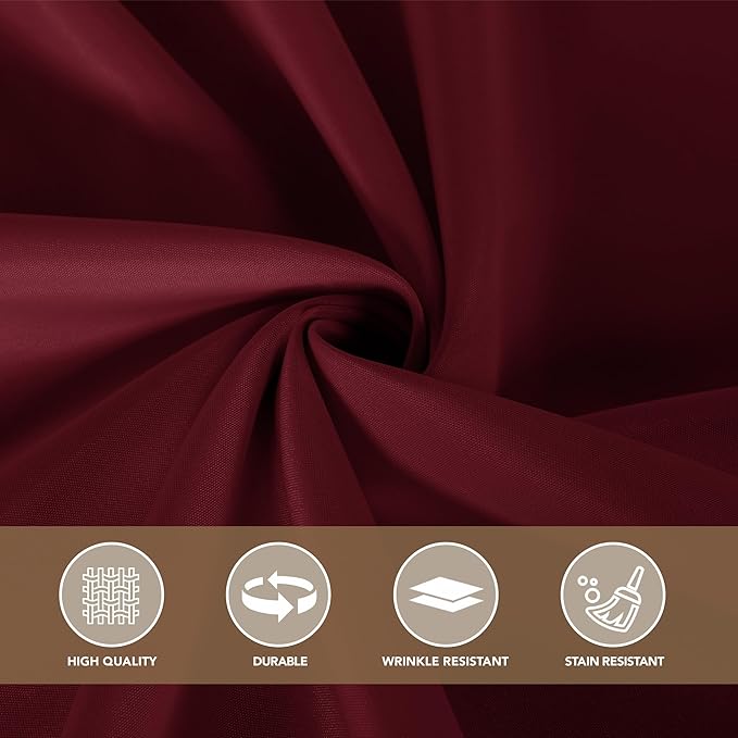 sancua Round Tablecloth 108 Inch Diameter, 6 Pack Burgundy - Circle Polyester Fabric Table Cloth for Chiristmas Party Reception Banquet Birthday, Washable Formal Table Cover (Fit 42-96 Inch Tables)