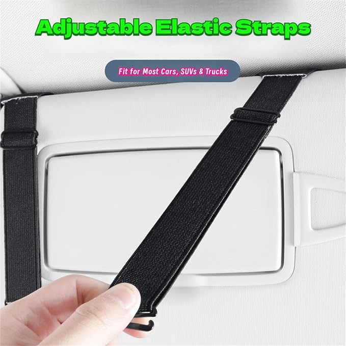 Car Visor Organizer, Multi-Pocket Sunvisor Storage with Sunglass Holder, Document Holder and Visor Card Clip, Fit for AUTO SUV & Truck, Leather Car Accessories Interior (Cream)