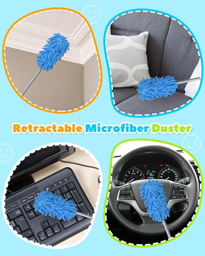 11 Pcs Blind Cleaner Duster Tool Kit – Mini & Window Blinds Cleaner Brush Set, Air Vent & Track Cleaning Tools, Window Groove & Sill Scrubber for Home, Car, AC, Sliding Doors - Blue