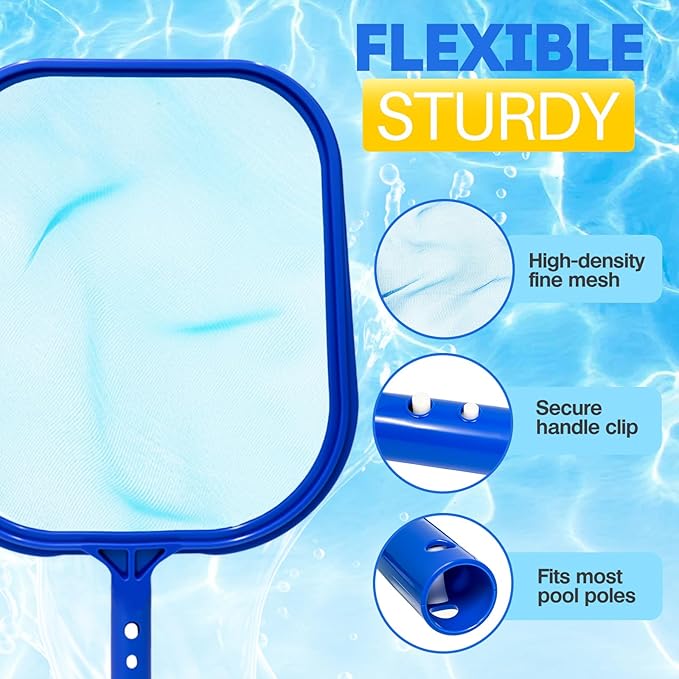 Pool Skimmer Net, Professional Swimming Pool Leaf Skimmer with Heavy Duty Frame, Fine Nylon Flat Mesh for Fast Debris Cleaning, for Above Ground & In-Ground Pools,16×10.8in (No Pole)