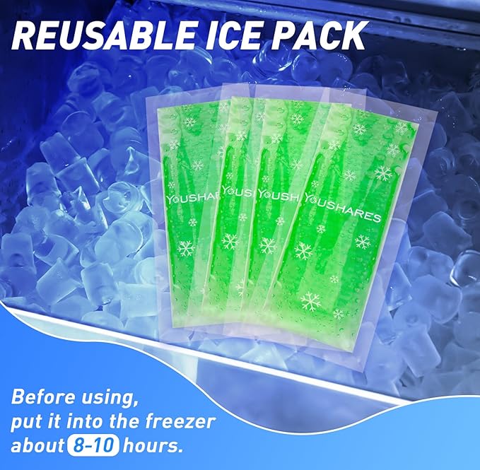 YOUSHARES TSA Approved Ice Packs for Insulin Cooler Travel Case - Reusable Small Freezer Packs for Medications, (4 Pcs, Green)