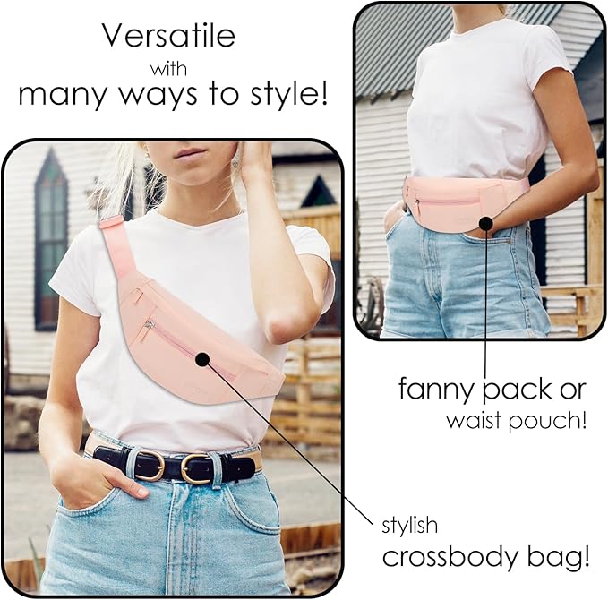 MAXTOP Large Crossbody Fanny Pack with 4-Zipper Pockets, Gifts for Enjoy Sports Festival Workout Traveling Running Casual Hands-Free Wallets Waist Pack Phone Bag Carrying All Phones