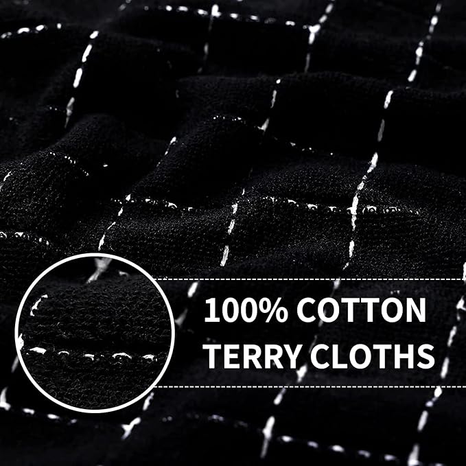 Homaxy 100% Cotton Terry Kitchen Towels(Multiple Color, 13 x 28 inches), Checkered Designed, Soft and Super Absorbent Dish Towels, 8 Pack
