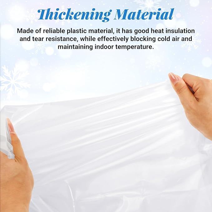 U0U 74x79inch Window Insulation Kit, Heavy Duty Plastic Window Insulation Kit with Double Sided Tape, Window Plastic Transparent Film for Block Cold and Dust