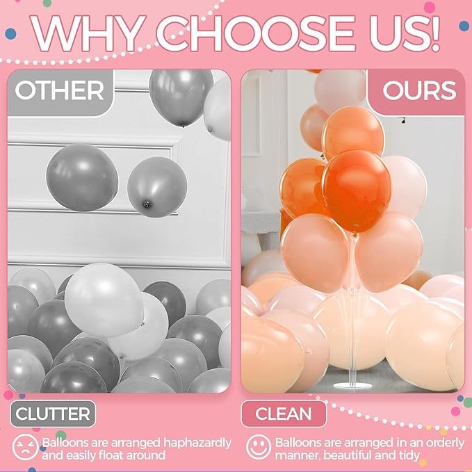DECOCKRAT 4 Set Balloon Stand Kit - Table Balloon Stands with Base, Easy Assembly Balloon Sticks, Reusable Balloon Holders for Baby Showers, Weddings, Birthdays, Party Decorations.
