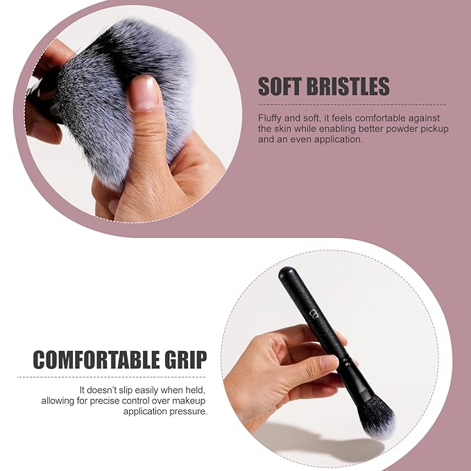 BS-MALL Soft Professional Makeup Brush Set - 4 Pcs Travel-friendly Brushes Including Foundation Brush for Liquid Makeup, Powder Brush & Blush Brush,Daily use (All Black)