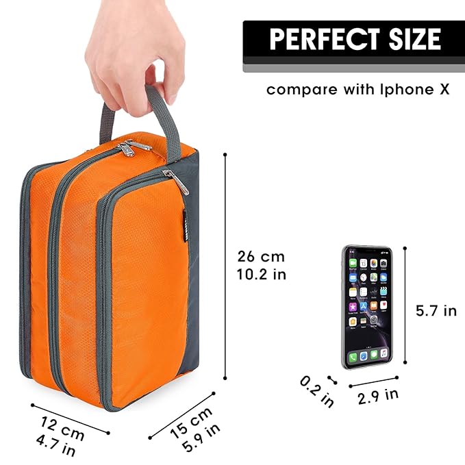 Toiletry Bag for Men/Women, Hanging Dopp Kit, Water-Resistant Shaving Bag, Small Toiletry Bag for Traveling (Orange)