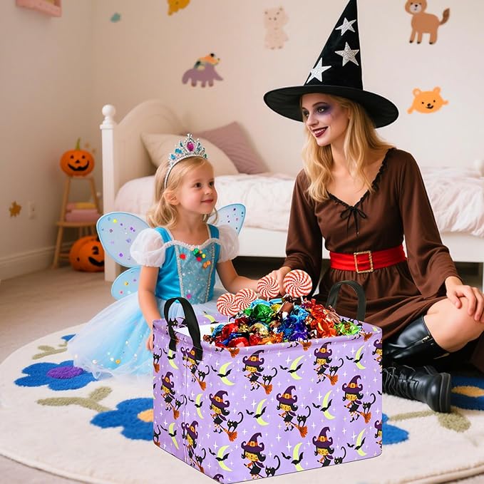 KUNRO Pumpkin Pattern Storage Basket Gift Shelf Basket Storage Bin, Nursery Basket Organizer Box for With Handles for Room Deco