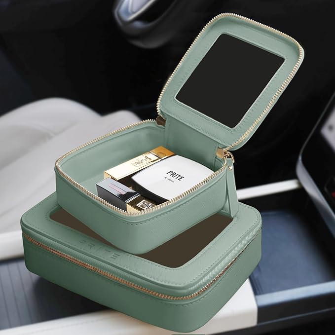 Prite Clear Makeup Bag Cosmetic Organizer Case Waterproof Travel Toiletry Bag Skincare Pouch with Golden Zipper (Green)