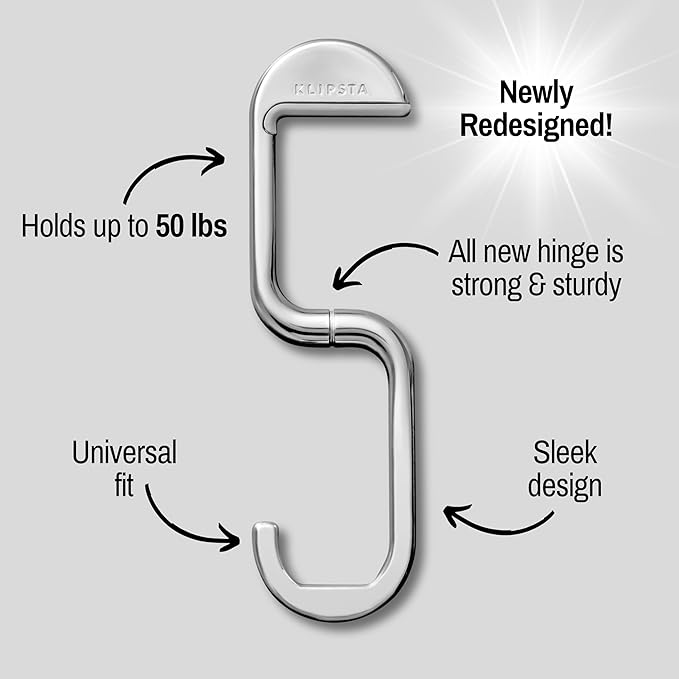 FLIP Bag Hook - Newly Redesigned. Portable Purse Hanger for Table with Magnetic Closure - Now Holds up to 50 lbs. (Silver)