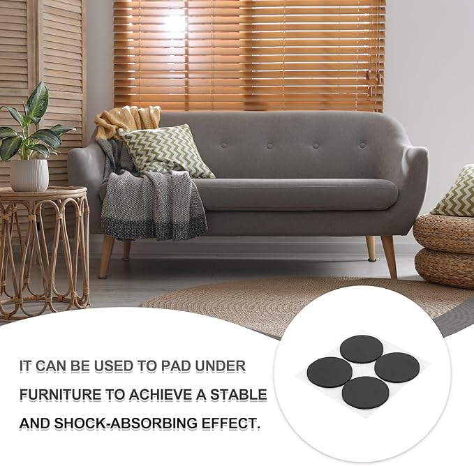 PATIKIL Non Slip Furniture Pads 1-3/4" (45mm x 2mm), 16 Pcs Adhesive Backed Round Rubber Feet Anti-Scratch Rubber Furniture Grippers for Hardwood Floor Electronics Bed Drawers DIY