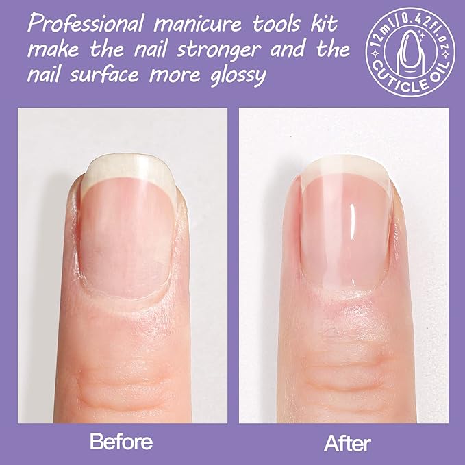 FANDAMEI Nail Files and Buffers, Nail Cuticle Remover Kit with Nail File, Nail Buffer, Nail Buffer Block, Cuticle Nipper, Cuticle Pusher, Cuticle Peeler. Nail Cuticle Oil Lavender for Nail Care