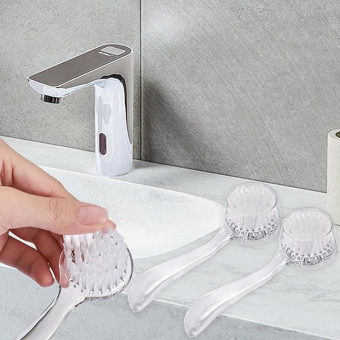 3 Pcs Facial Cleansing Brush, Manual Face Brushes for Cleansing and Exfoliating, Face Scrubber to Massage, Deep Pore Exfoliation, Makeup Remove and Skin Care with Soft Bristles, Clear