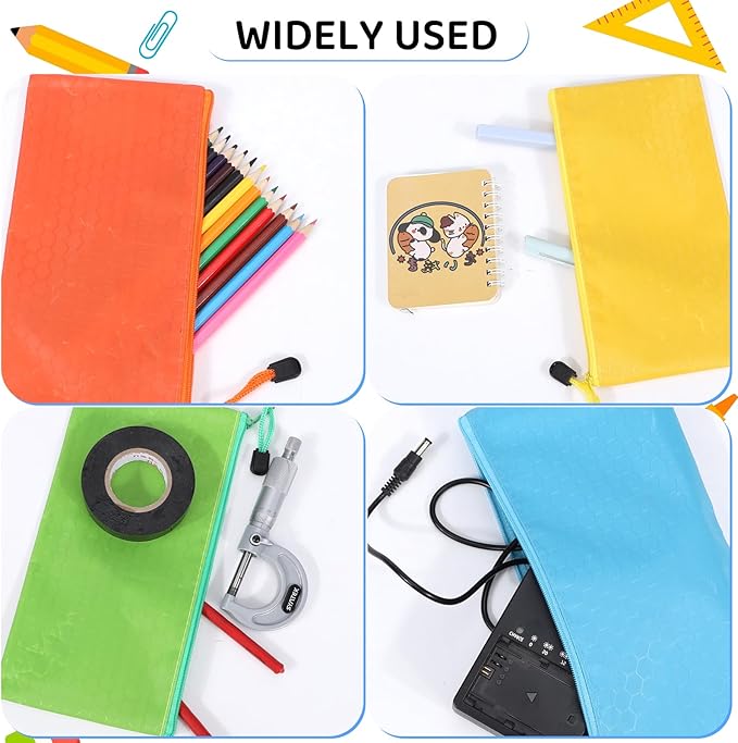 48pcs Pencil Pouch Bulk, Zipper Pouches, Waterproof Pencil Bags, Small Organizing Bags in 12 Colors for Classroom, Office Supplies Storage, and Travel Accessories