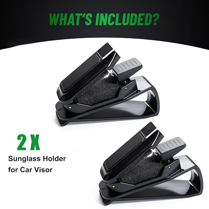 Dsycar 2 Pack Sunglasses Holder for Car, One-Handed-Operation Visor Sunglass Holder Clip, Easy Access Storage for Driving, Universal Fits Eyeglasses Clip Compatible with All Glasses (Black)