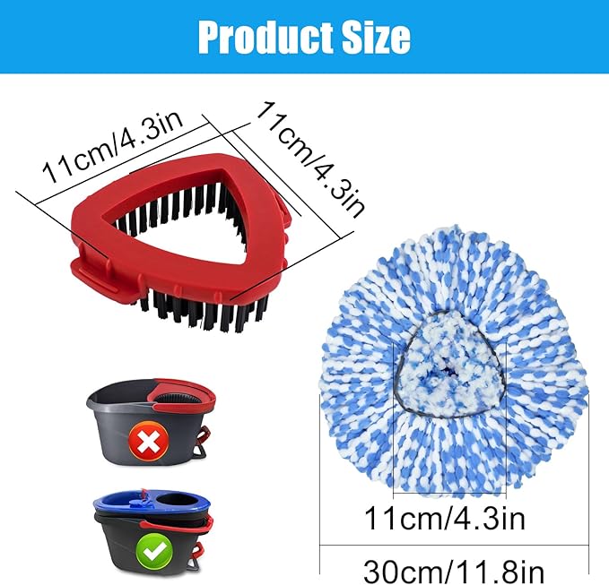 Mop Heads Replacements for Ocedar, Mop Replace Head for O Cedar, Mop Heads for O Cedar, Mop Replace Head for Cedar, Mop Heads for O Cedar Spin Mop Include 2 Pack Mop Refills & 2 Pack Scrubber Mop Head