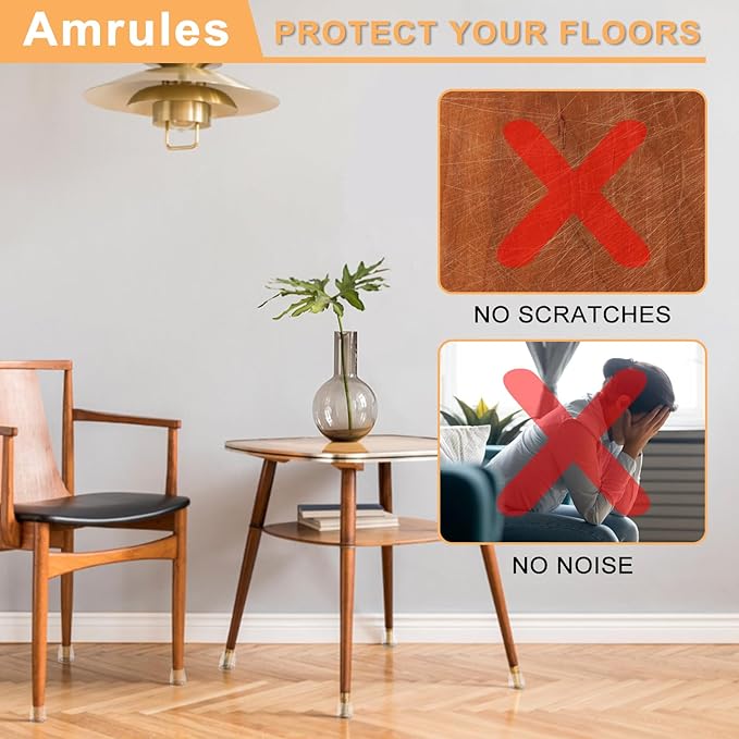 36Pcs Round Chair Leg Floor Protectors, Silicone Chair Feet Caps to Protect Tile Floors, Felt Pads Furniture Leg Caps Covers from Scratches and Noise (Clear, Small Fit: 0.9"-1.29")