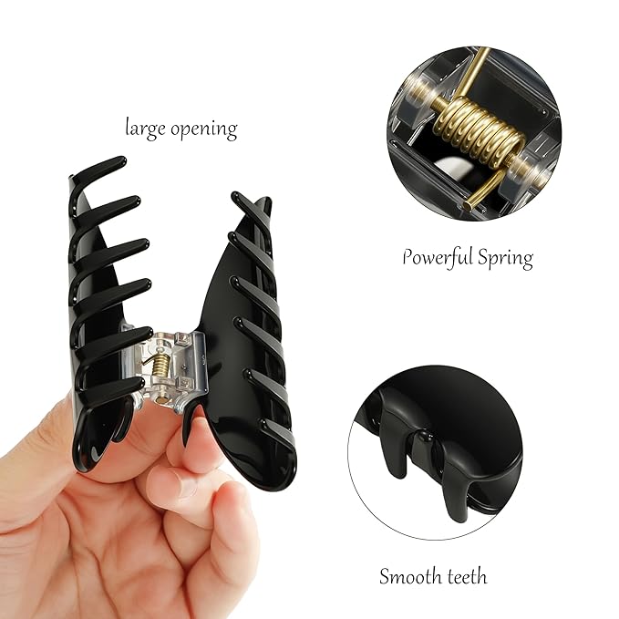 CWJCYTNSN 2 PCS Hair Claw Clips for Women Non-slip Black White Claw Clips for Thick Thin Hair Stylish M Hair Clips Elegant Hair Accessory Girls