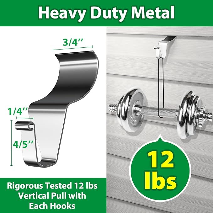 Booda Brand Vinyl Siding Hooks (20 PCS), Heavy-Duty Stainless Steel Siding Hooks Vinyl Siding Hangers, Low Profile & No Holes Needed Siding Clips for Hanging Wreaths, Welcome Signs, String Lights