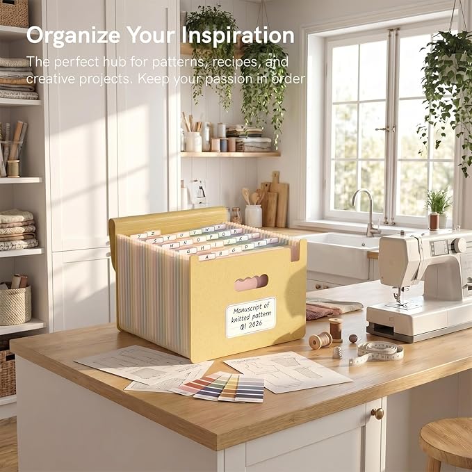 ABC life 26 Pockets Accordion File Organizer, High Capacity Expanding File Folder for Letter A4 Size, Portable Document Holder with A-Z Tabs for Tax Receipt, Teacher & Home Office - Butter Yellow