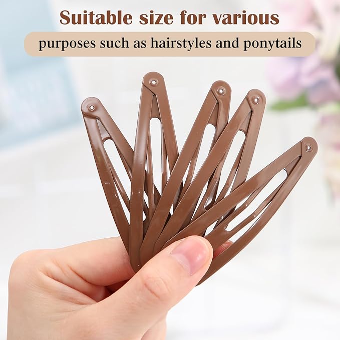 WILLBOND 30 Pieces 3.1 Inch Large Metal Snap Hair Clips Nonslip Barrettes Women Hair Accessories (Brown)
