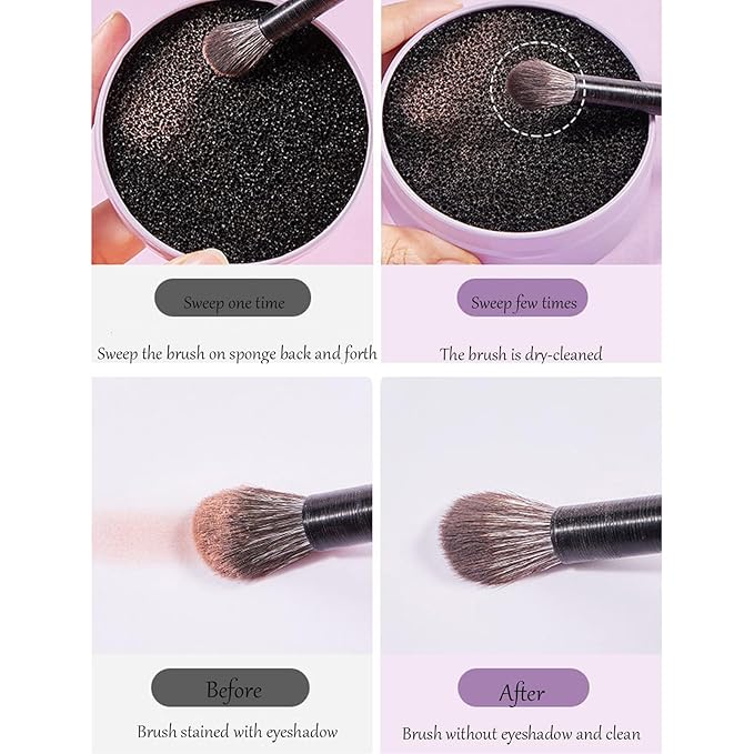 4 Pack Makeup Brush Cleaner Dry Sponge to Remove Eyeshadow Blush Powder Brush Color Change Clean Quickily and Easily Portable for Home or Travel Makeup